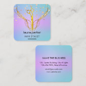 Haar Stylist Gouden Schaar Paarse Elegante Salon Vierkante Visitekaartje (Voorkant / Achterkant)