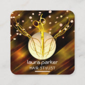 Haar Stylist Gouden Schaar Paarse Maan Salon Vierkante Visitekaartje (Voorkant)