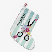 Haar Stylist Gouden Schaar & Schoonheid Kerstmis Kleine Kerstsok (Voorkant (Hangend))