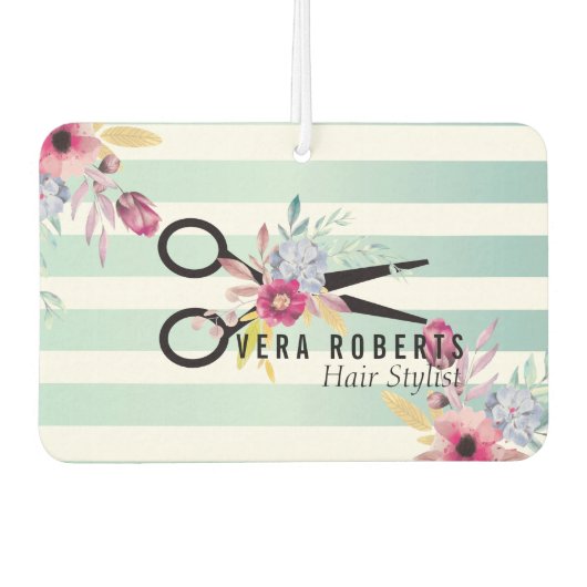 Haar Stylist Gouden Schaar & Schoonheid strepen Bl Luchtverfrisser (Voorkant)