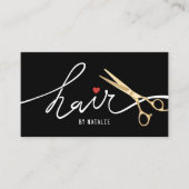 Haar Stylist Gouden Schaar Schoonheidssalon Zwart  Visitekaartje (Voorkant)