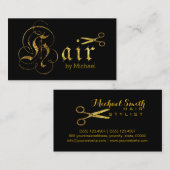 Haar Stylist Gouden Schaar Script Salon #2 Visitekaartje (Voorkant / Achterkant)