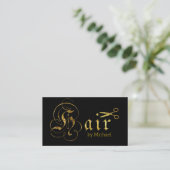 Haar Stylist Gouden Schaar Script Salon #2 Visitekaartje (Staand voorkant)