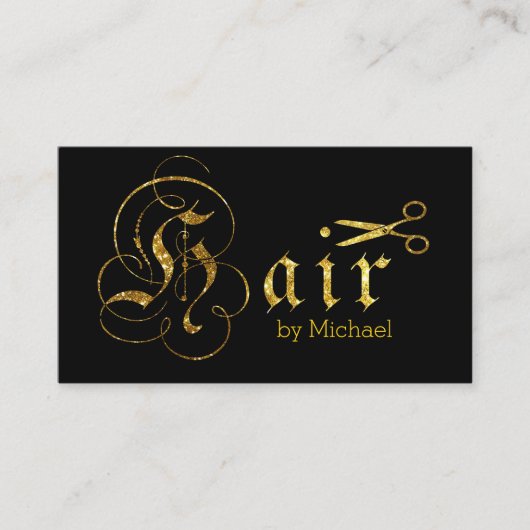Haar Stylist Gouden Schaar Script Salon #2 Visitekaartje (Voorkant)