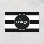 Haar Stylist Gouden Schaar Zwart Wit Streep Visitekaartje (Voorkant)