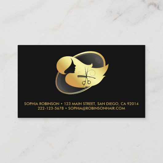Haar Stylist Gouden Script Schaar Kam Custom Visitekaartje (Achterkant)