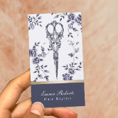 Haar Stylist Haarsalon Blauw Bloemen Visitekaartje