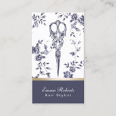 Haar Stylist Haarsalon  Blauw Bloemen Visitekaartje (Voorkant)