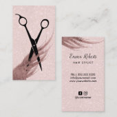 Haar Stylist Hair & Scissor Elegant Blush Pink Visitekaartje (Voorkant / Achterkant)