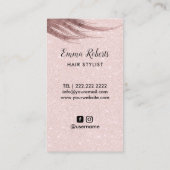 Haar Stylist Hair & Scissor Elegant Blush Pink Visitekaartje (Achterkant)