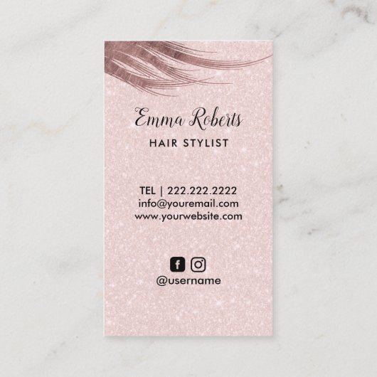 Haar Stylist Hair & Scissor Elegant Blush Pink Visitekaartje (Achterkant)