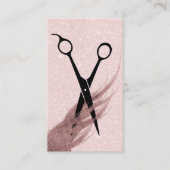 Haar Stylist Hair & Scissor Elegant Blush Pink Visitekaartje (Voorkant)