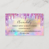 Haar Stylist Hairdresser Gold Scissors Holographic Visitekaartje (Achterkant)