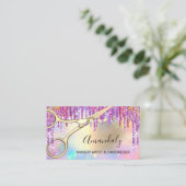 Haar Stylist Hairdresser Gold Scissors Holographic Visitekaartje (Staand voorkant)