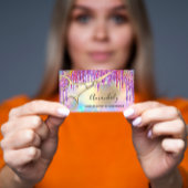 Haar Stylist Hairdresser Gold Scissors Holographic Visitekaartje