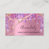 Haar Stylist Hairdresser Roos Glitter Scissors Visitekaartje (Voorkant)