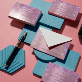 Haar Stylist Hairdresser Roos Glitter Scissors Visitekaartje