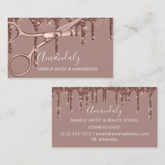 Haar Stylist Hairdresser Roos Gold Scissors Visitekaartje (Voorkant / Achterkant)