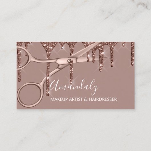 Haar Stylist Hairdresser Roos Gold Scissors Visitekaartje (Voorkant)