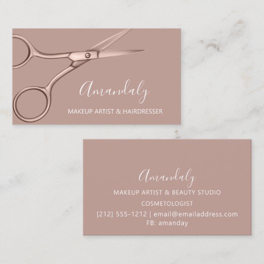 Haar Stylist Hairdresser Roos Gold Scissors Visitekaartje (Voorkant / Achterkant)