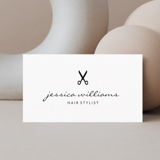 Haar Stylist Handgeschreven Simple Black en White Visitekaartje