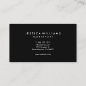 Haar Stylist Handgeschreven Simple Black en White Visitekaartje (Achterkant)