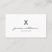 Haar Stylist Handgeschreven Simple Black en White Visitekaartje (Voorkant)