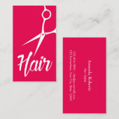 Haar Stylist Hot-Roze Eenvoudige schaar Visitekaartje (Voorkant / Achterkant)