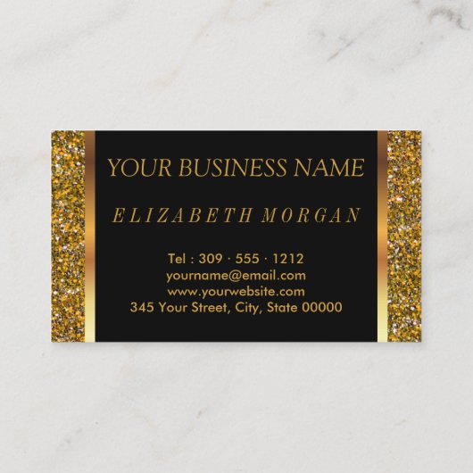 Haar Stylist in een Gold Glitter Visitekaartje (Achterkant)