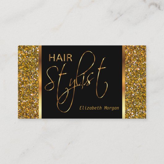 Haar Stylist in een Gold Glitter Visitekaartje (Voorkant)