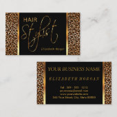 Haar Stylist in een Golden Brown Leopard print Visitekaartje (Voorkant / Achterkant)