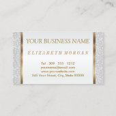 Haar Stylist in een Witte Glitter en Gold Visitekaartje (Achterkant)