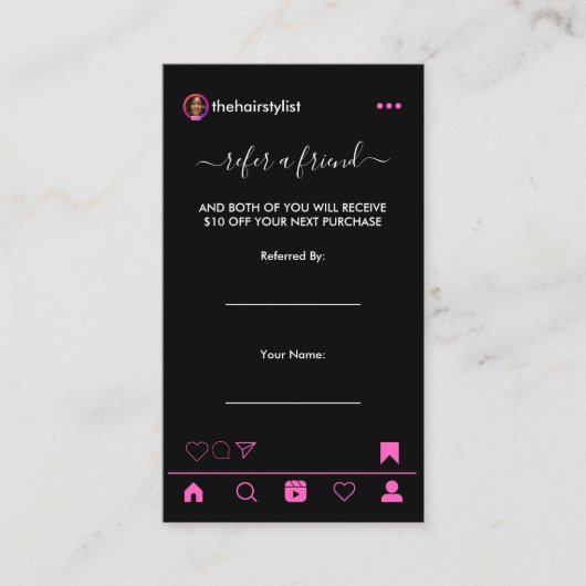 Haar Stylist Instagram QR Code Aanbevelingskaartje (Voorkant)