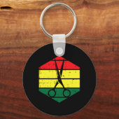 Haar-stylist Juneteenth Blm Black Geschiedenis Kap Sleutelhanger (Voorkant)