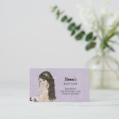 Haar stylist kiest achtergrondkleur visitekaartje (Staand voorkant)