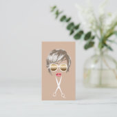 Haar Stylist Korte Kapsel Meisje Schoonheidssalon Visitekaartje (Staand voorkant)