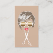 Haar Stylist Korte Kapsel Meisje Schoonheidssalon Visitekaartje (Voorkant)