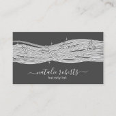 Haar Stylist Lang Haar & Schaar Donker Grijs Salon Visitekaartje (Voorkant)