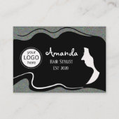 Haar Stylist Lang Zwart Haar Visitekaartje (Voorkant)
