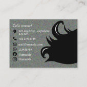 Haar Stylist Lang Zwart Haar Visitekaartje (Achterkant)