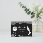 Haar Stylist Lang Zwart Haar Visitekaartje (Staand voorkant)