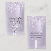 Haar Stylist Lavendel Drip Glitter Coiffure Visitekaartje (Voorkant / Achterkant)