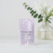 Haar Stylist Lavendel Drip Glitter Coiffure Visitekaartje (Staand voorkant)