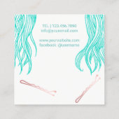 Haar Stylist Leuke Blauwgroen Haar Meisje Schoonhe Vierkante Visitekaartje (Achterkant)