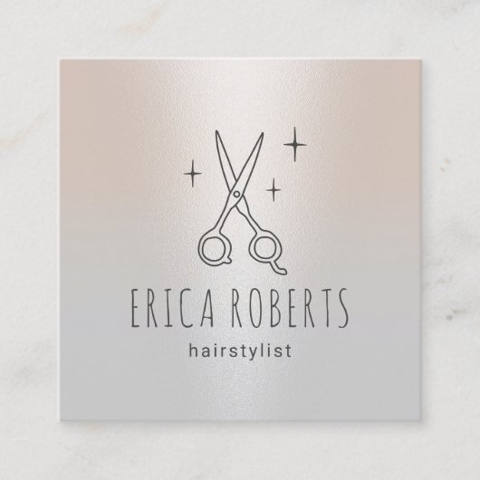 Haar Stylist Leuke Schaar Minimalistisch Klassiek  Vierkante Visitekaartje (Voorkant)