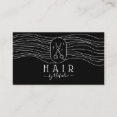 Haar Stylist Line Drawing Scissor Logo Hair Salon Visitekaartje (Voorkant)