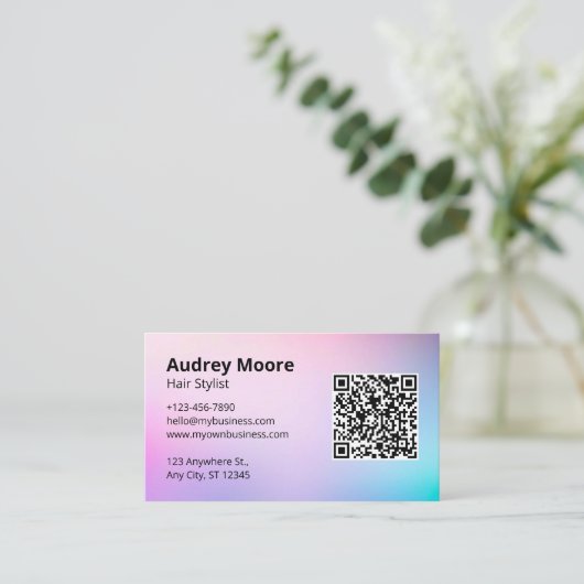 Haar Stylist Logo QR Hair Salon Visitekaartje (Staand voorkant)