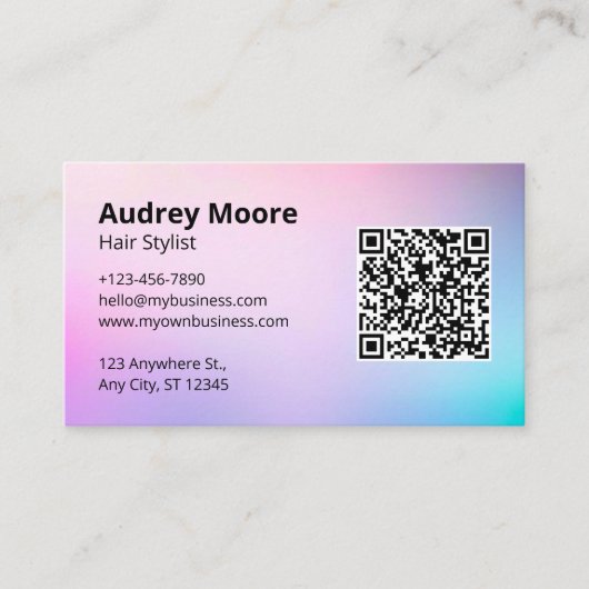 Haar Stylist Logo QR Hair Salon Visitekaartje (Voorkant)