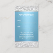 Haar Stylist Luxe Blauw & Zilver Sequins Salon Afsprakenkaartje (Achterkant)