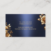 Haar Stylist Luxe Goud 3D Bloemen Marine Blauw Sal Visitekaartje (Achterkant)